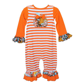 Pumpkin Striped Romper