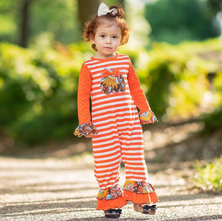 Pumpkin Striped Romper