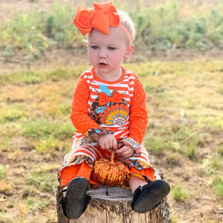 Pumpkin Striped Romper